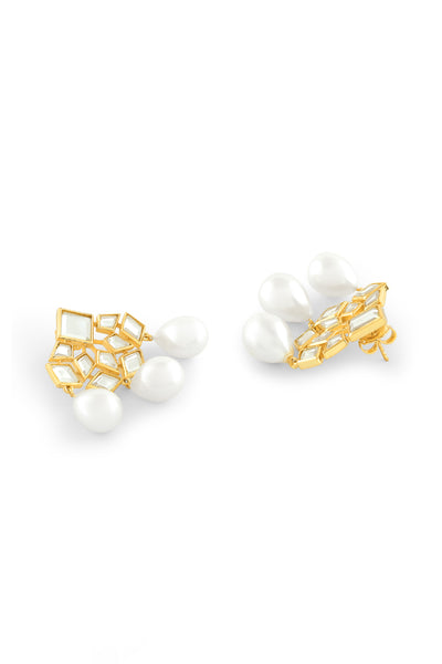 Isharya Flor Pearl Trio Earrings In 18Kt Gold Plated indian designer wear online shopping melange singapore