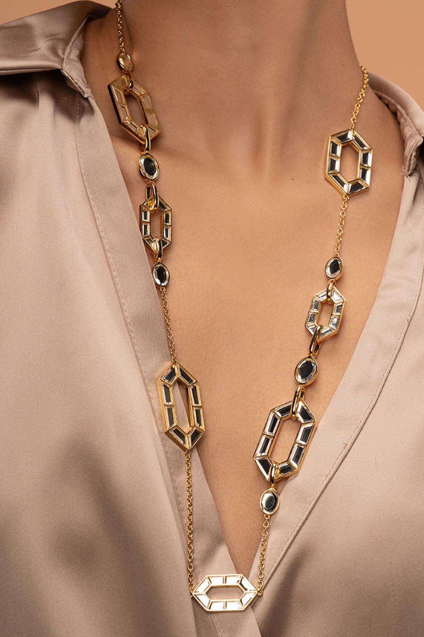 Isharya Glimmer Asymmetrical Necklace jewellery indian designer wear online shopping melange singapore