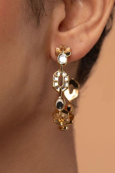Isharya Glimmer Mirror Hoop Earrings jewellery indian designer wear online shopping melange singapore