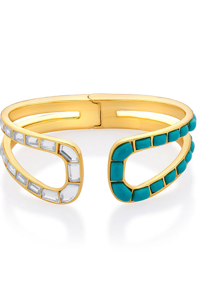 Isharya Glow Turquoise Open Cuff jewellery indian designer wear online shopping melange singapore