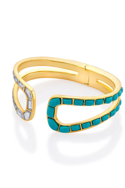 Isharya Glow Turquoise Open Cuff jewellery indian designer wear online shopping melange singapore