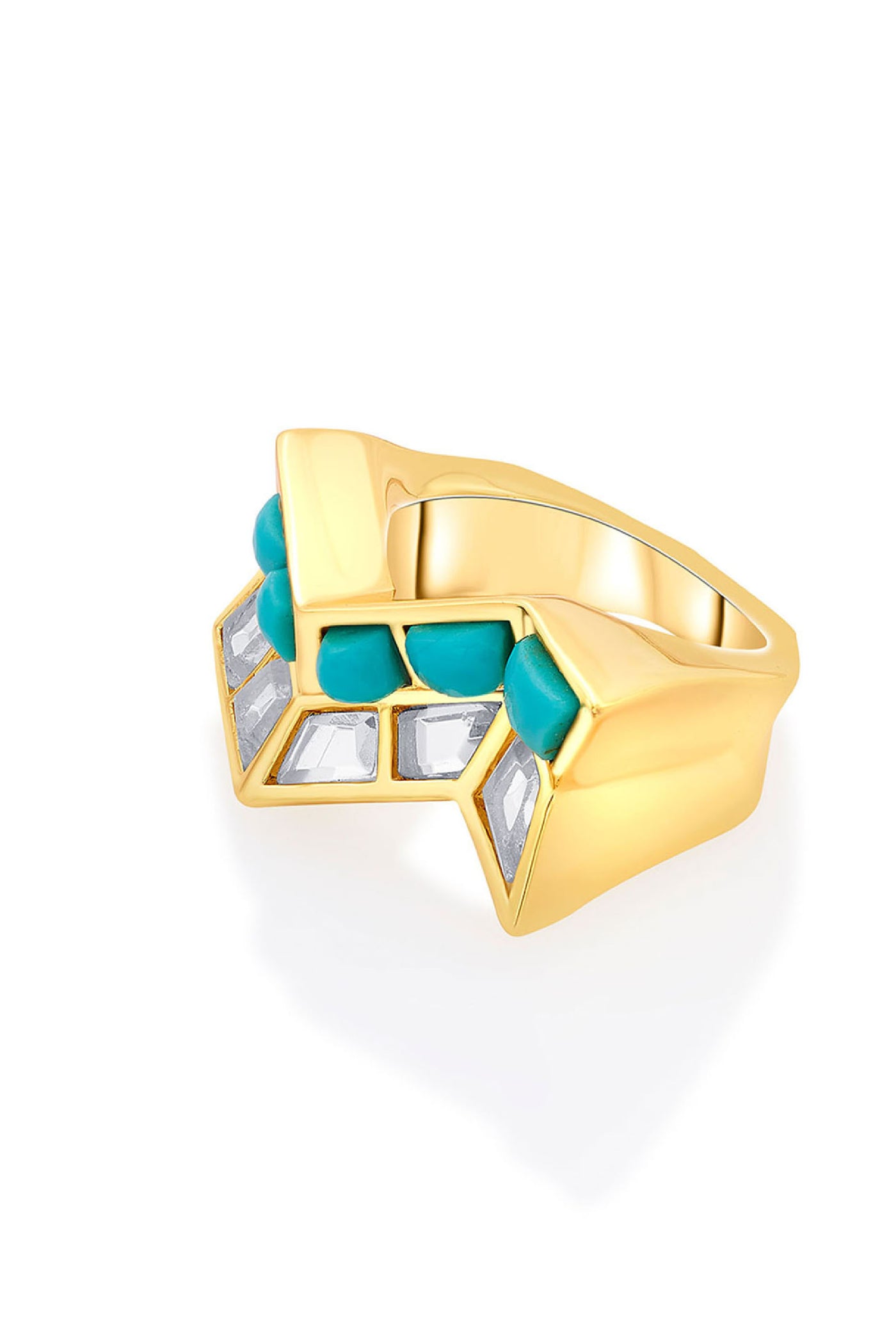 Isharya Glow Turquoise Zigzag Ring jewellery indian designer wear online shopping melange singapore