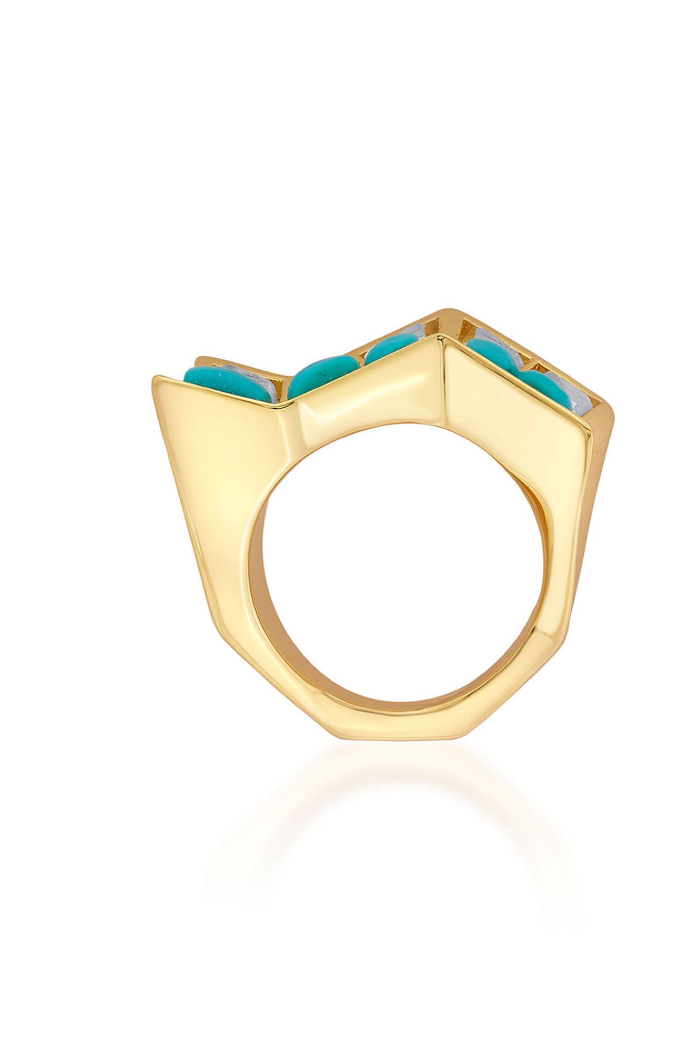 Isharya Glow Turquoise Zigzag Ring jewellery indian designer wear online shopping melange singapore