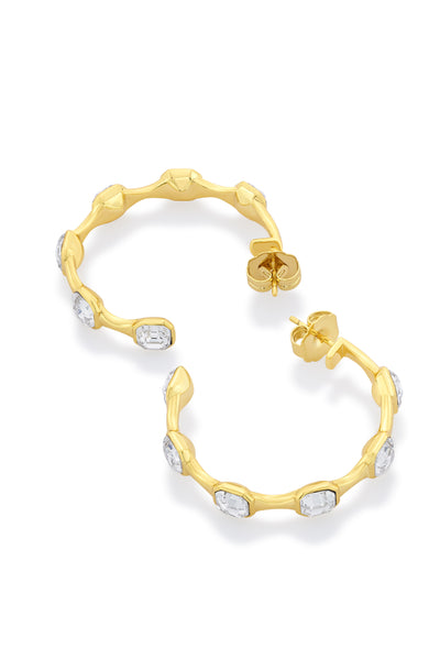 Isharya Gold Moss Contrast Hoop Earrings indian designer wear online shopping melange singapore