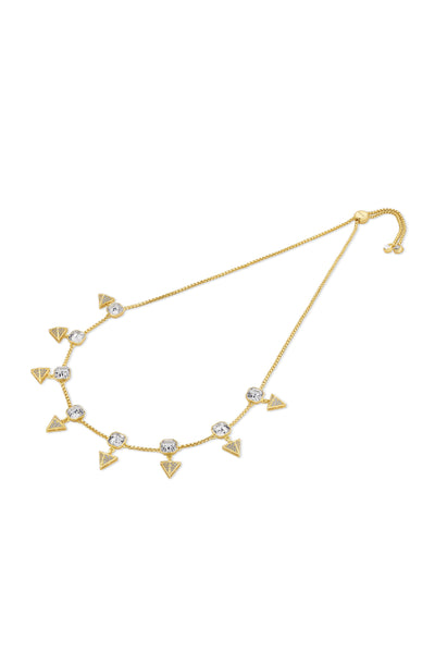 Isharya Gold Moss Pyramid Crystal Necklace indian designer wear online shopping melange singapore