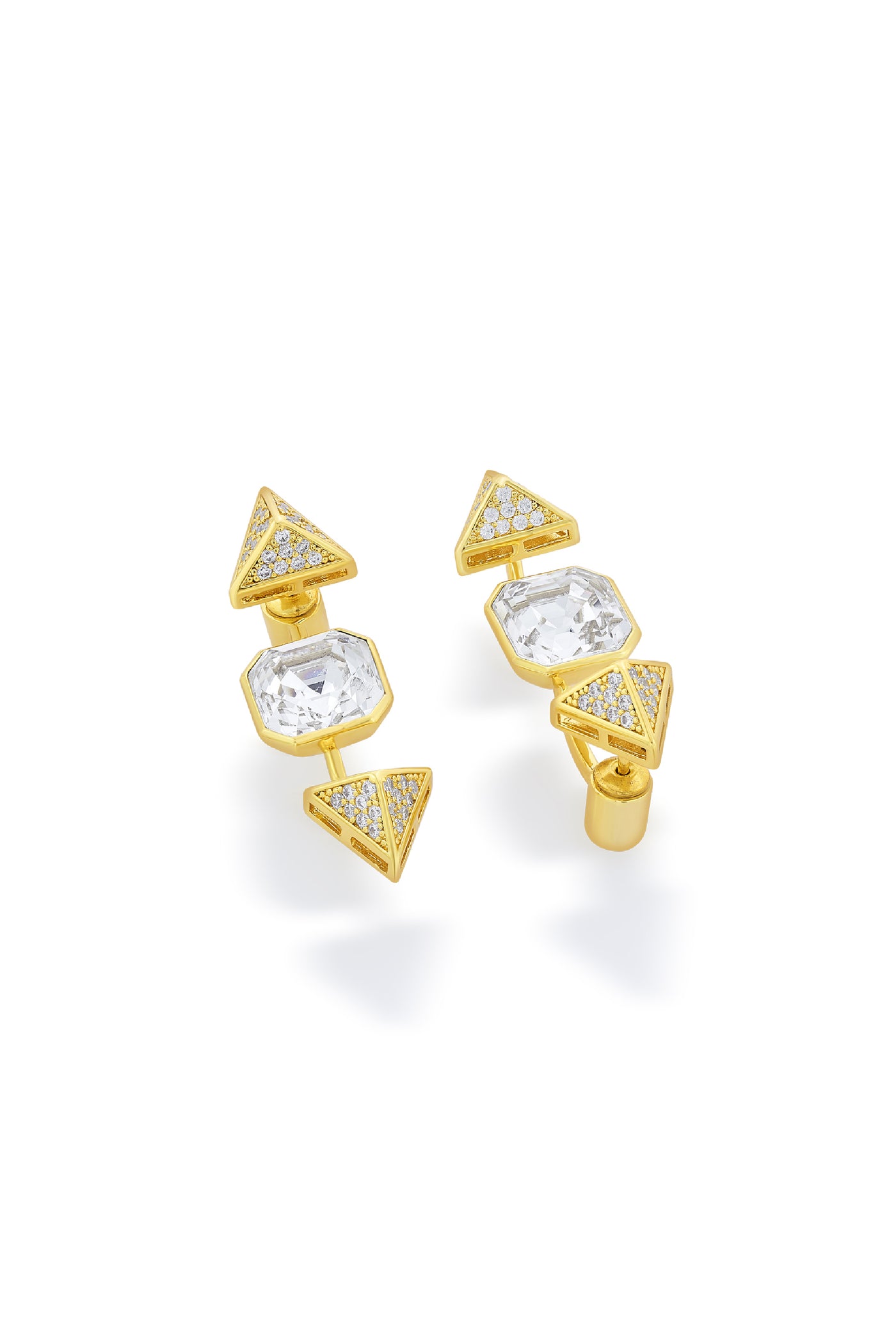 Isharya Gold Moss Pyramid Crystal Studs indian designer wear online shopping melange singapore