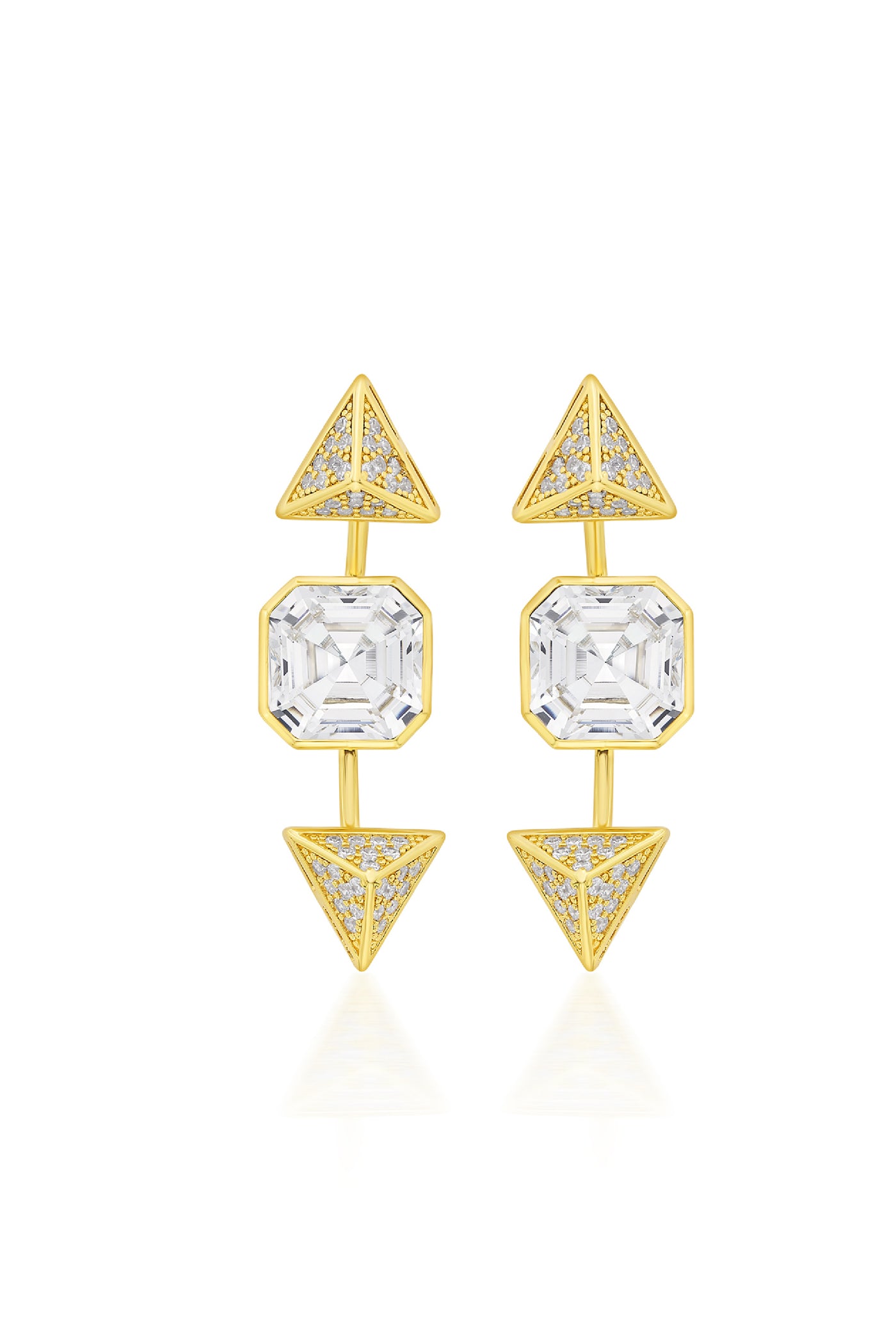 Isharya Gold Moss Pyramid Crystal Studs indian designer wear online shopping melange singapore