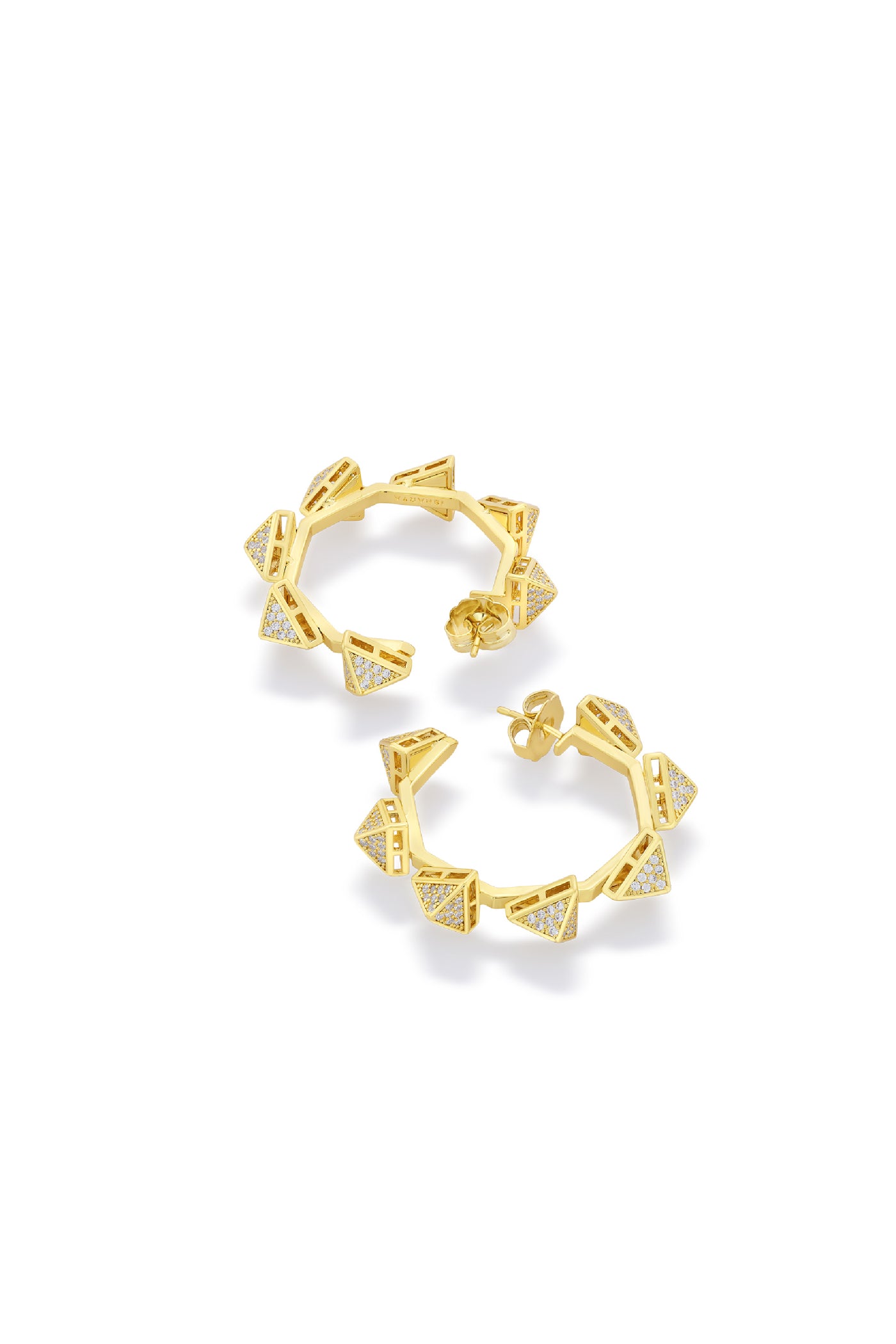 Isharya Gold Moss Pyramid Hoop Earrings indian designer wear online shopping melange singapore