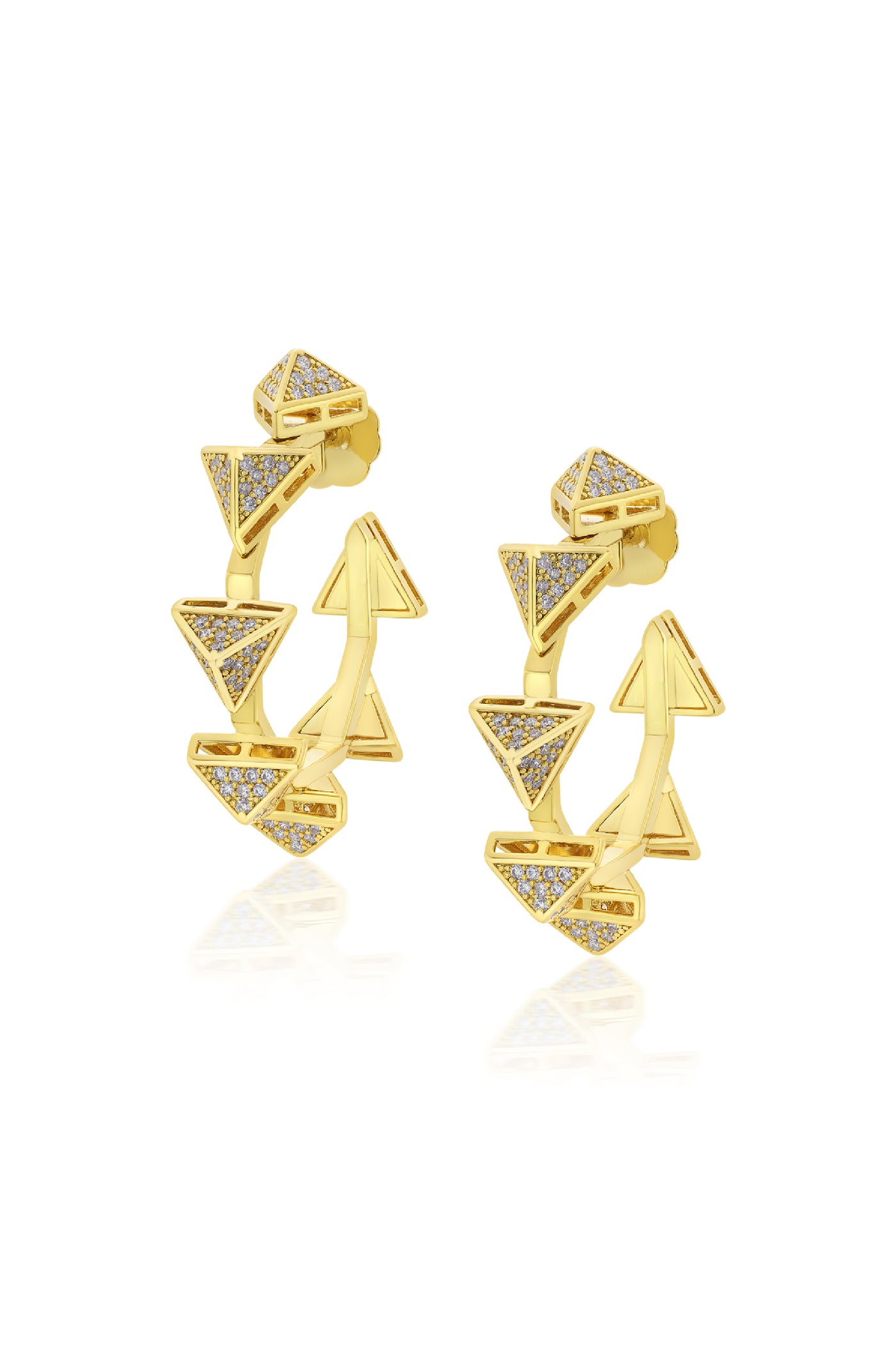 Isharya Gold Moss Pyramid Hoop Earrings indian designer wear online shopping melange singapore