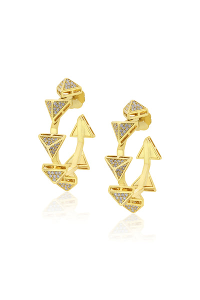 Isharya Gold Moss Pyramid Hoop Earrings indian designer wear online shopping melange singapore