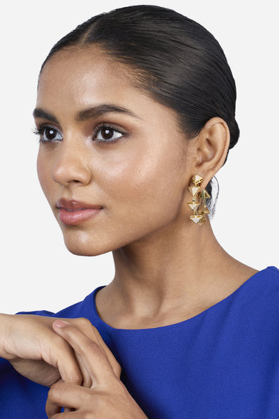 Isharya Gold Moss Pyramid Hoop Earrings indian designer wear online shopping melange singapore