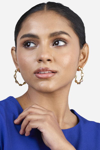 Isharya Gold Moss Tonal Hoop Earrings indian designer wear online shopping melange singapore