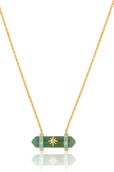 Isharya Green Aventurine Pendant Necklace In 18kt Gold Plated indian designer wear online shopping melange singapore 