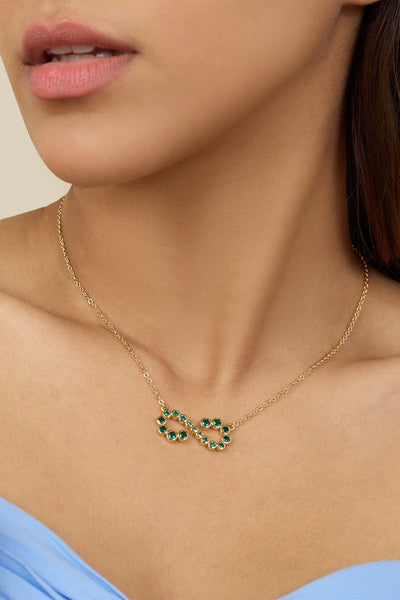 Isharya Green Infinity Necklace In 18Kt Gold Plated indian designer wear online shopping melange singapore 