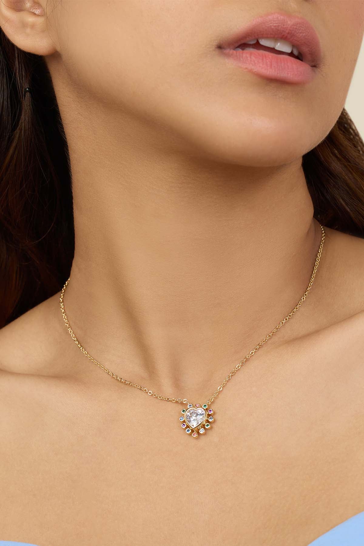 Isharya Heart Summer Necklace In 18Kt Gold Plated indian designer wear online shopping melange singapore 
