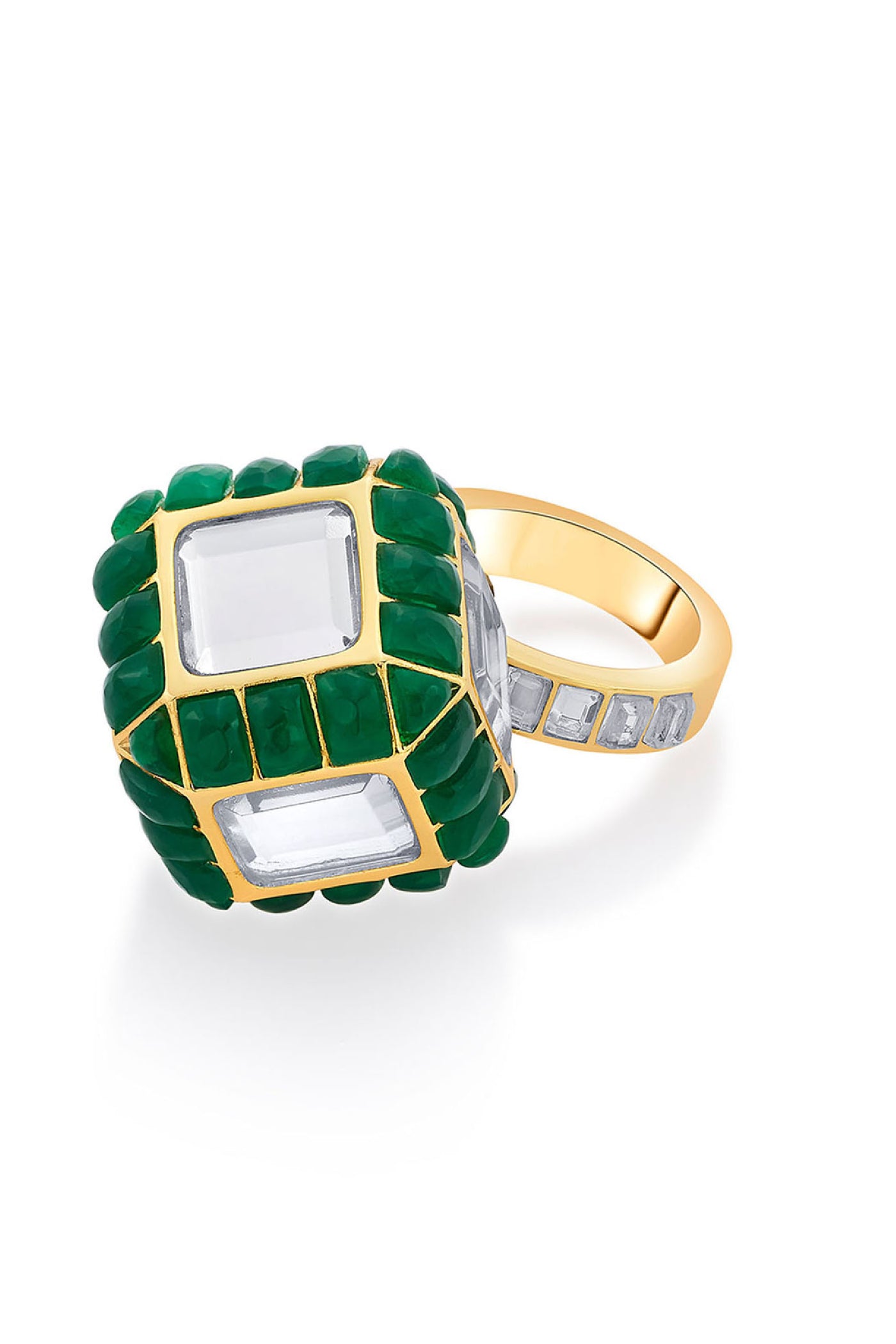 Isharya Hydro Emerald Dice Ring jewellery indian designer wear online shopping melange singapore