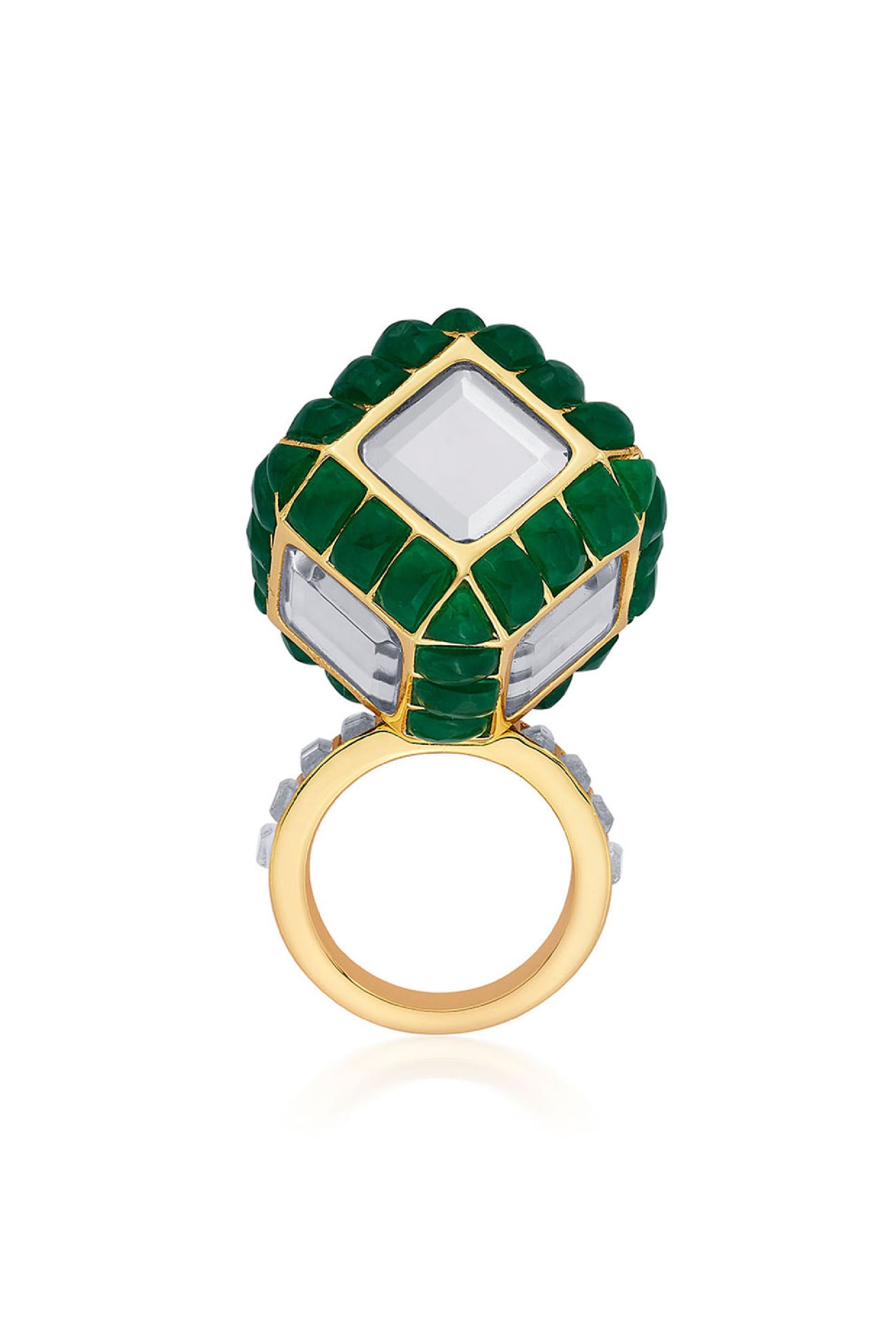 Isharya Hydro Emerald Dice Ring jewellery indian designer wear online shopping melange singapore