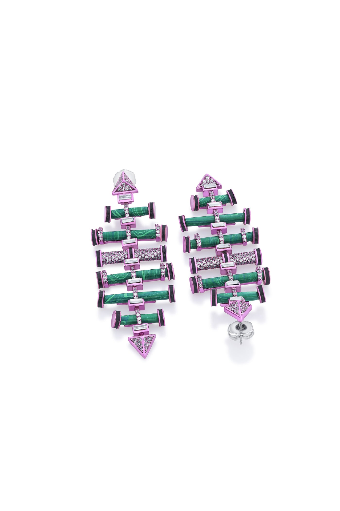 Isharya Hyper Pink Crystal Geometric Earrings indian designer wear online shopping melange singapore