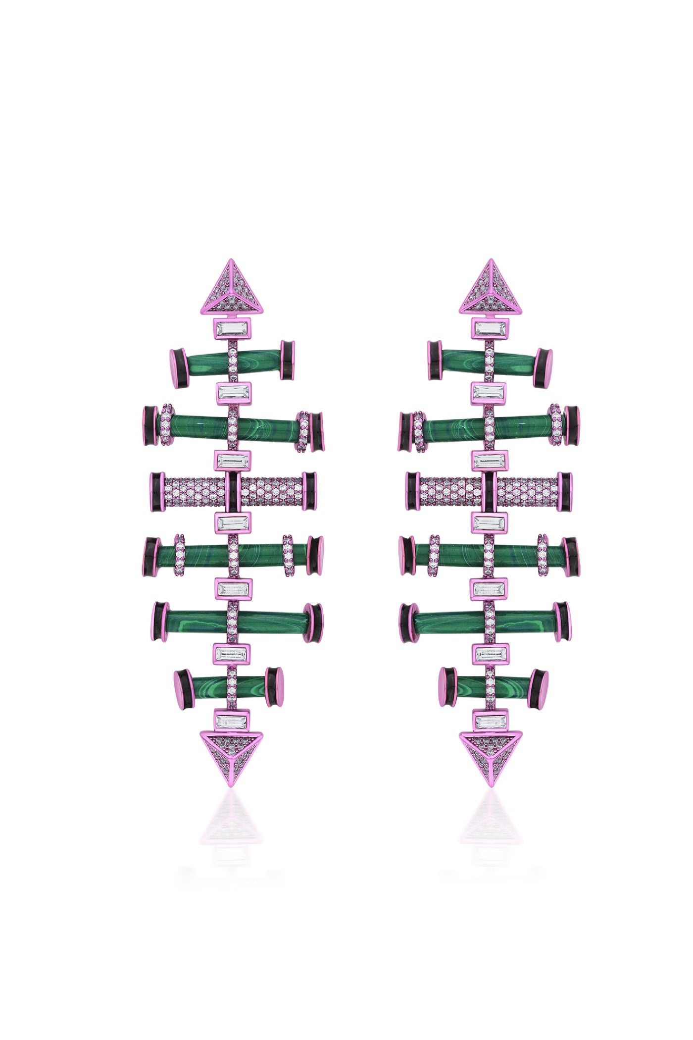 Isharya Hyper Pink Crystal Geometric Earrings indian designer wear online shopping melange singapore