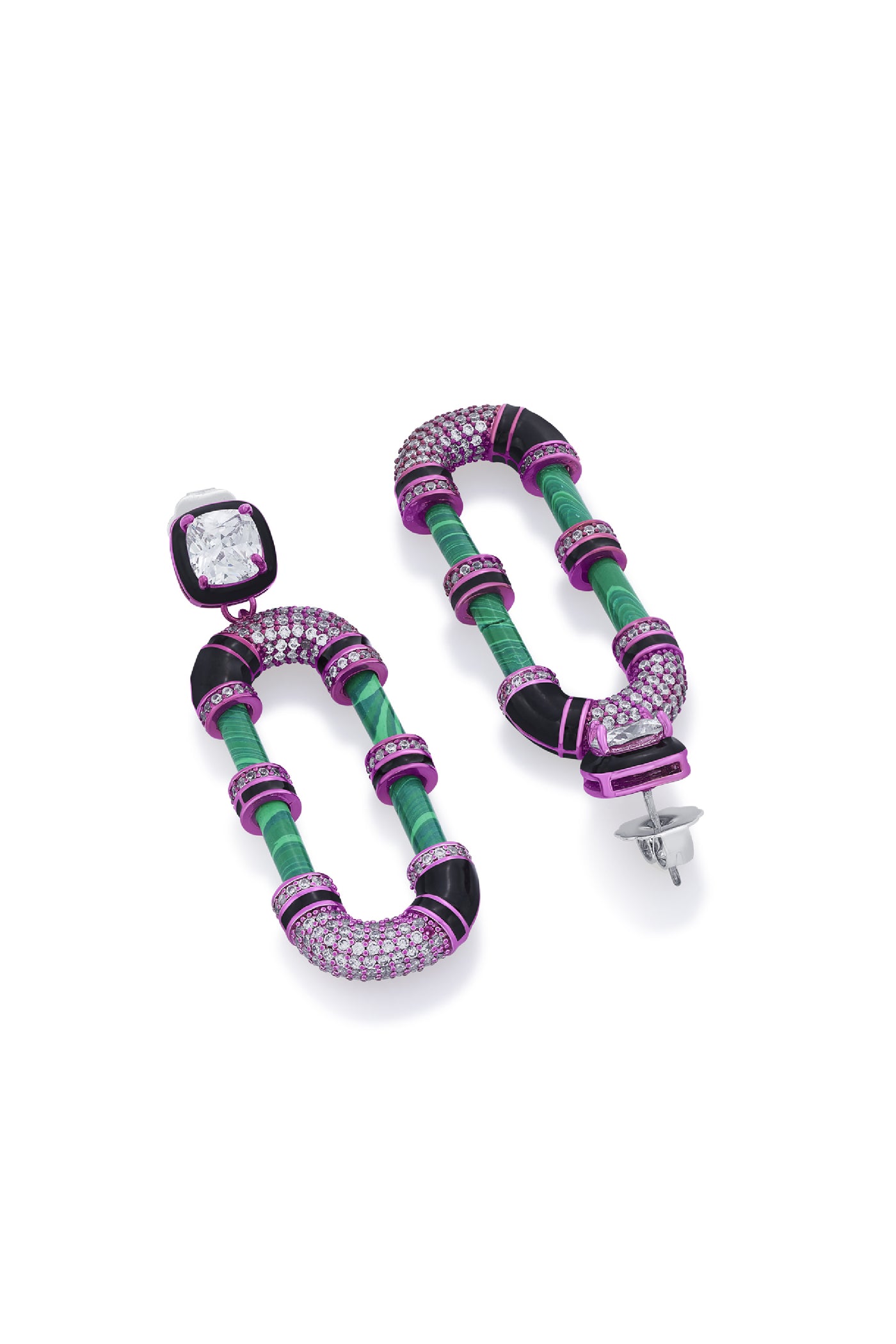 Isharya Hyper Pink Crystal Hoop Earrings indian designer wear online shopping melange singapore