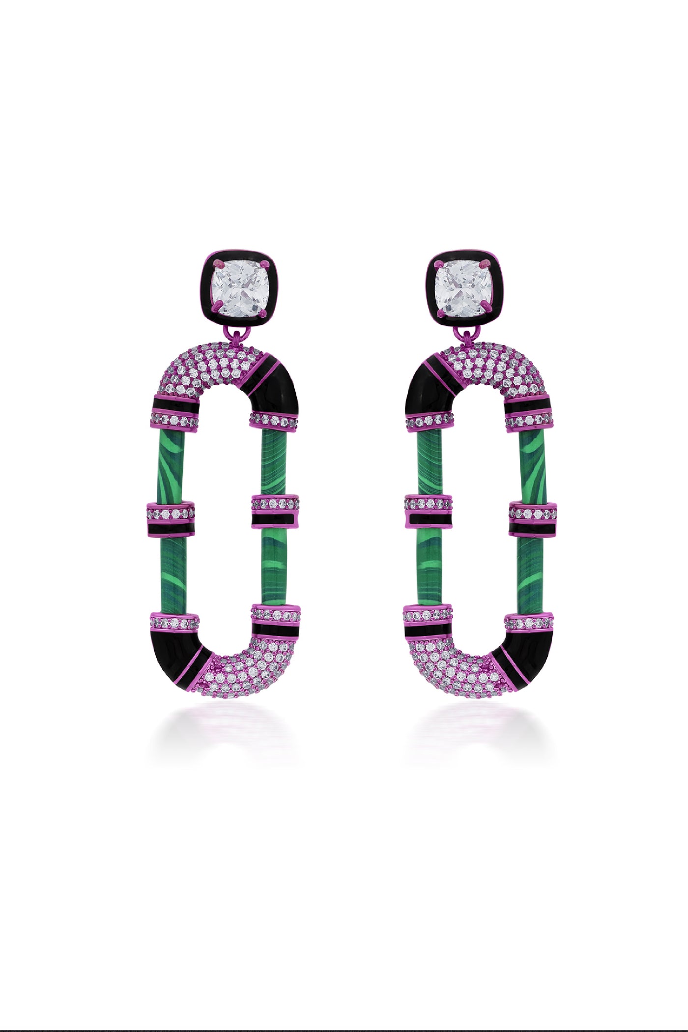Isharya Hyper Pink Crystal Hoop Earrings indian designer wear online shopping melange singapore