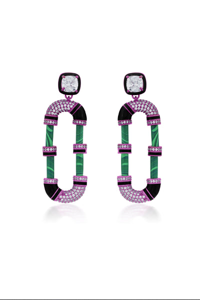 Isharya Hyper Pink Crystal Hoop Earrings indian designer wear online shopping melange singapore