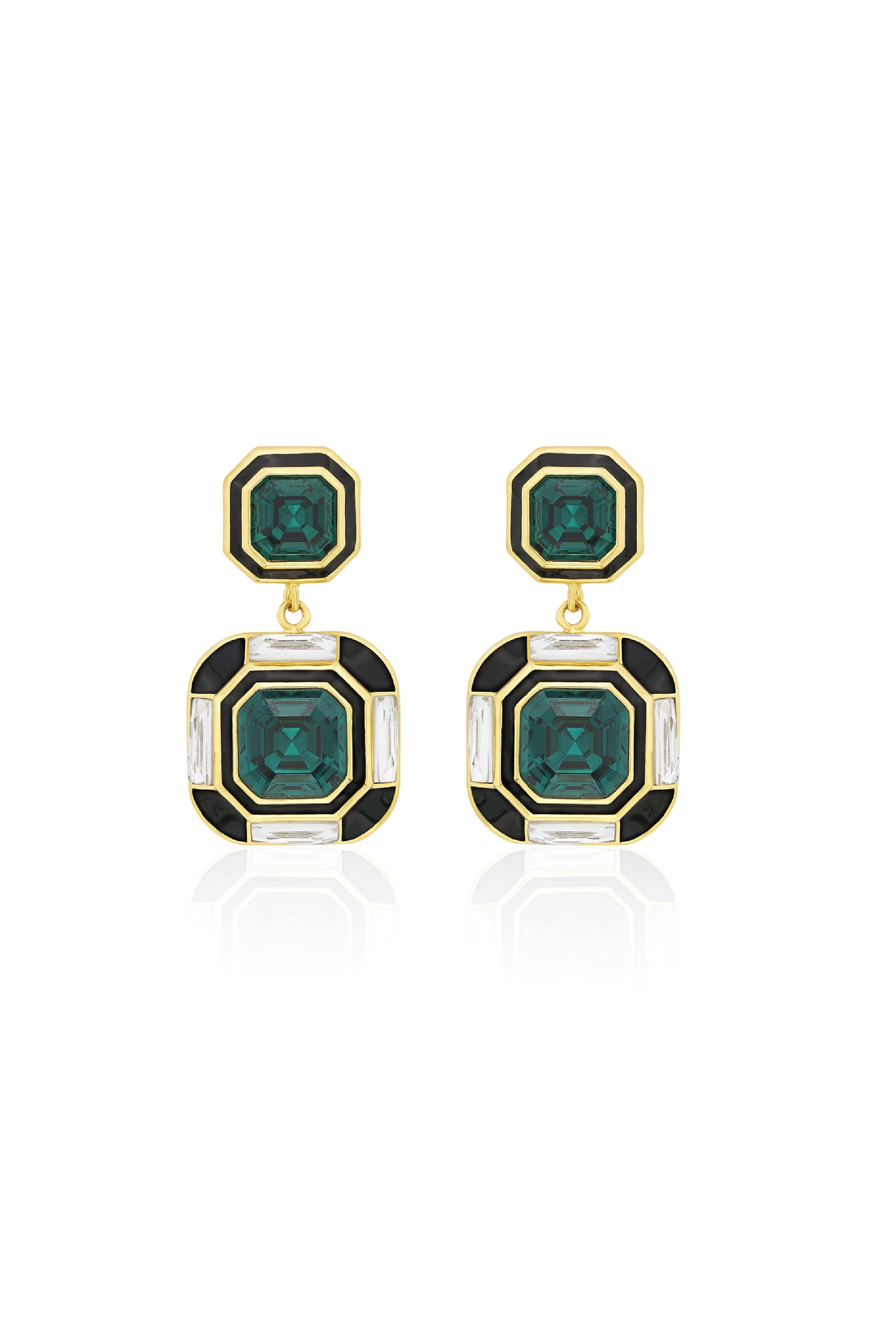 Isharya Jungle Green Deco Crystal Studs indian designer wear online shopping melange singapore