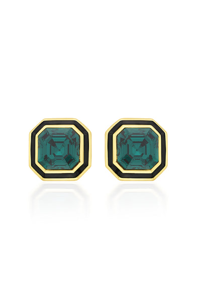 Isharya Jungle Green Octa Crystal Studs indian designer wear online shopping melange singapore