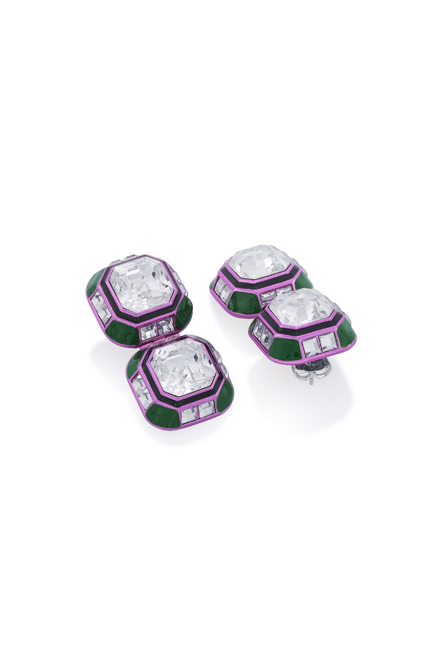 Isharya Jungle Green Oversized Double Crystal Studs indian designer wear online shopping melange singapore