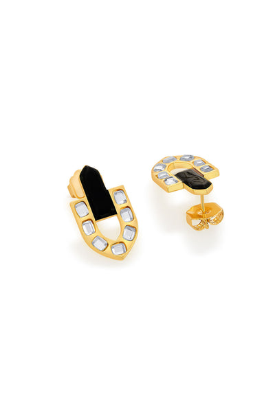 Isharya Just Jamiti Art Deco Earrings In 18Kt Gold Plated jewellery indian designer wear online shopping melange singapore