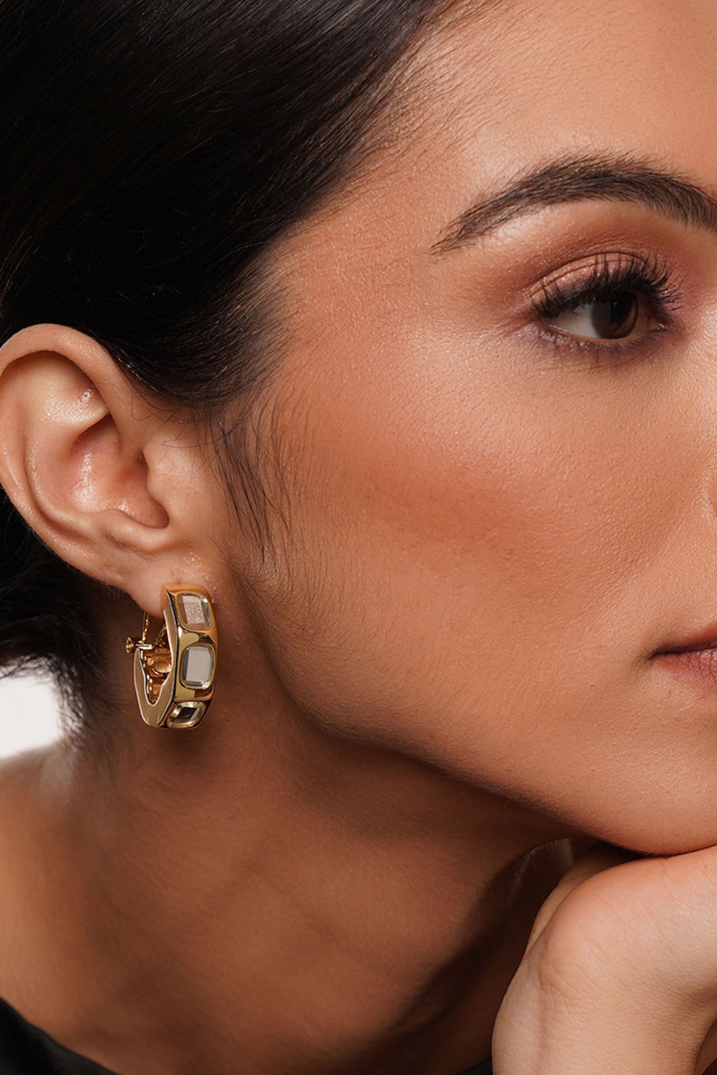 Isharya Just Jamiti Mirror Hoops In 18Kt Gold Plated jewellery indian designer wear online shopping melange singapore