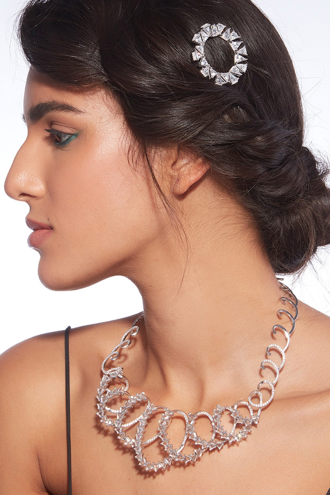Isharya Kyoto 925 Silver Spiral Rève Crystal Necklace jewellery indian designer wear online shopping melange singapore