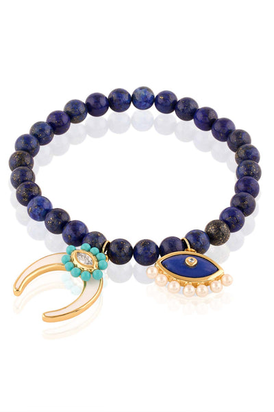 Isharya Lapis Charm Bracelet In 18Kt Gold Plated indian designer wear online shopping melange singapore 