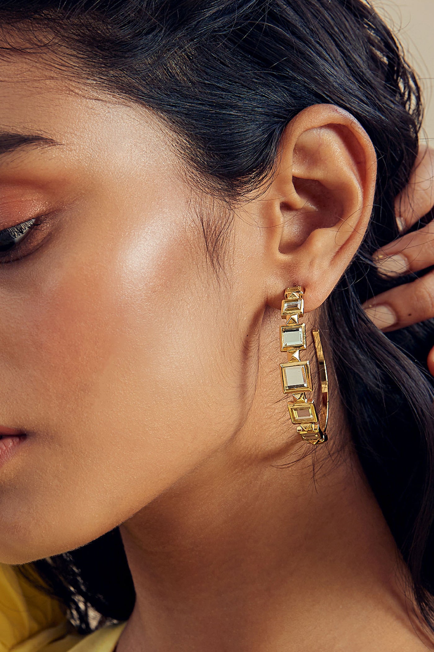 Isharya Limelight Mirror Pyramid Hoops indian designer wear online shopping melange singapore