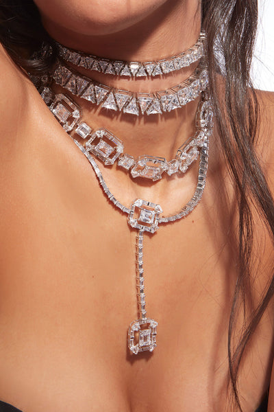Isharya Louvre 925 Silver Octa T-Shape Necklace jewellery indian designer wear online shopping melange singapore