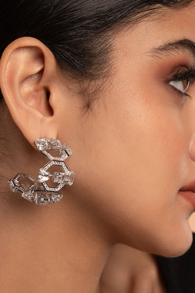 Isharya Louvre 925 Silver Statement Hoop Earrings jewellery indian designer wear online shopping melange singapore