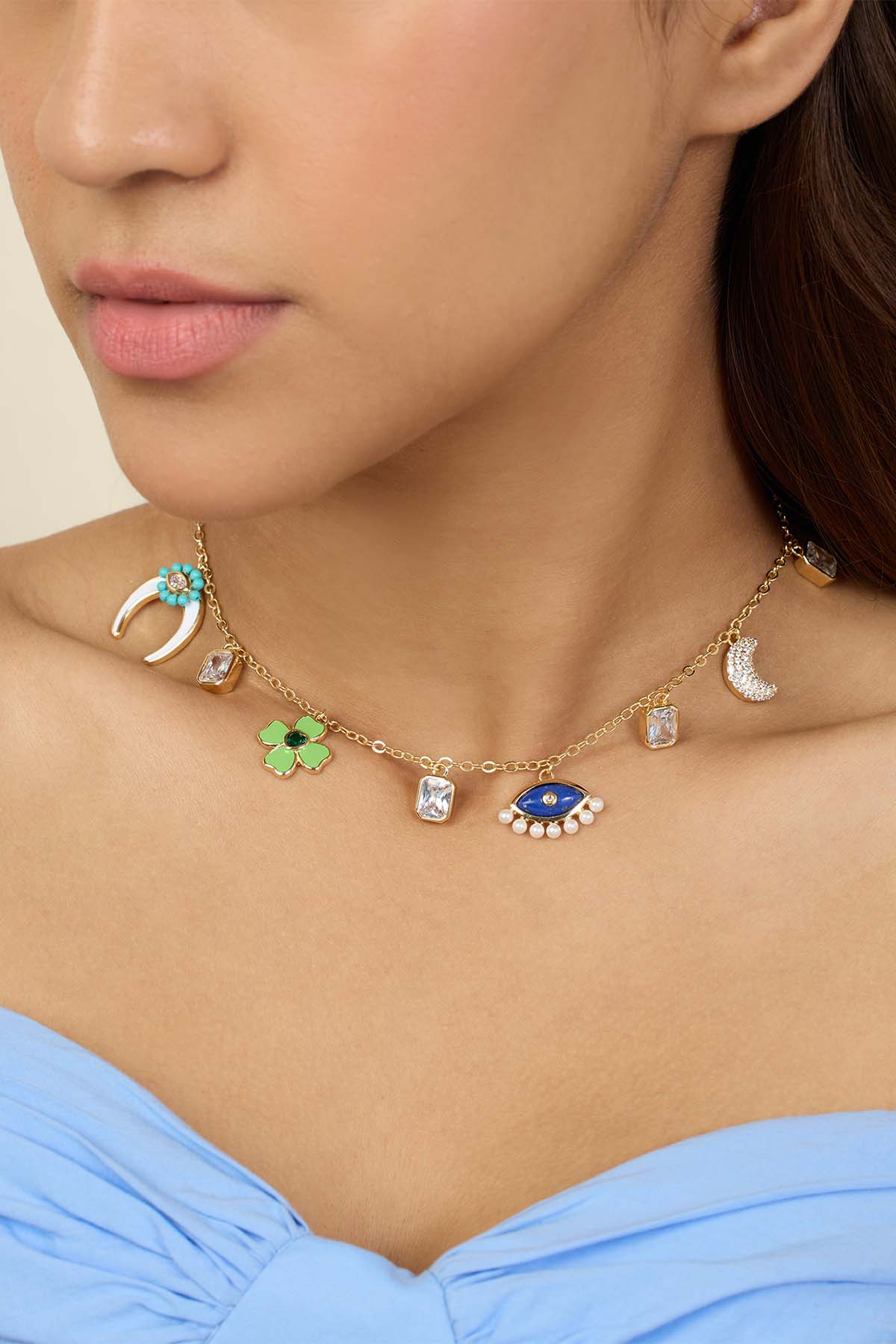 Isharya Lucky Charm Necklace In 18Kt Gold Plated indian designer wear online shopping melange singapore 