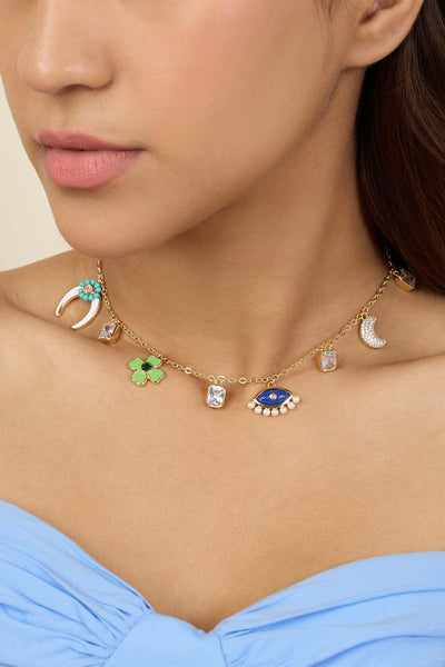 Isharya Lucky Charm Necklace In 18Kt Gold Plated indian designer wear online shopping melange singapore 