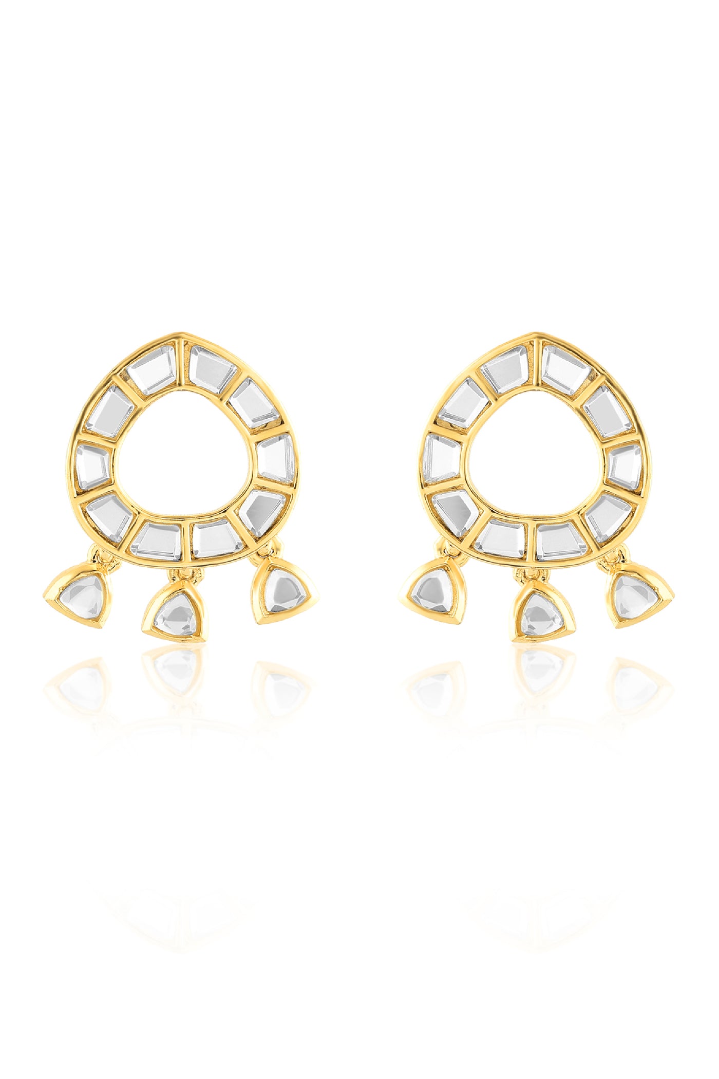 Isharya Lumen Chandbali Mirror Earrings In 18Kt Gold Plated indian designer wear online shopping melange singapore