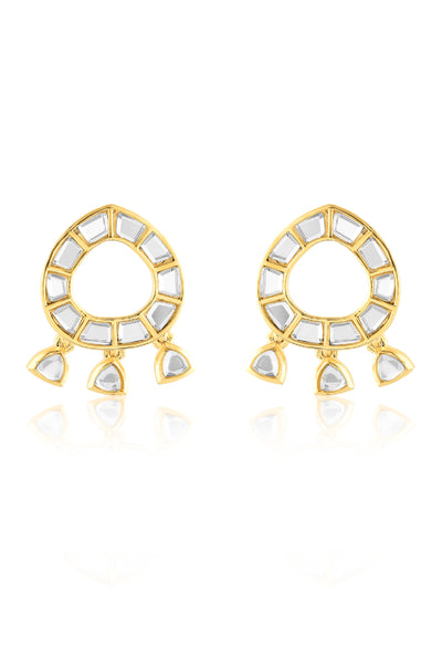 Isharya Lumen Chandbali Mirror Earrings In 18Kt Gold Plated indian designer wear online shopping melange singapore