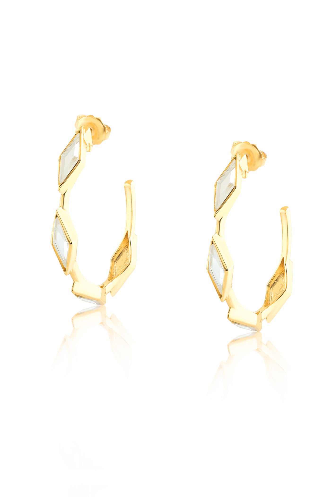 Isharya Lumen Mirror Hoop Earrings In 18Kt Gold Plated indian designer wear online shopping melange singapore