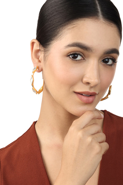 Isharya Lumen Mirror Hoop Earrings In 18Kt Gold Plated indian designer wear online shopping melange singapore