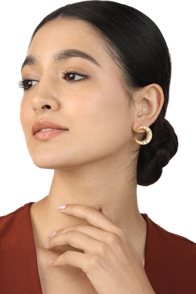 Isharya Lumen Moon Earrings In 18Kt Gold Plated indian designer wear online shopping melange singapore