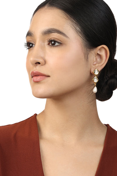 Isharya Lumen Pearl Drop Earrings In 18Kt Gold Plated indian designer wear online shopping melange singapore