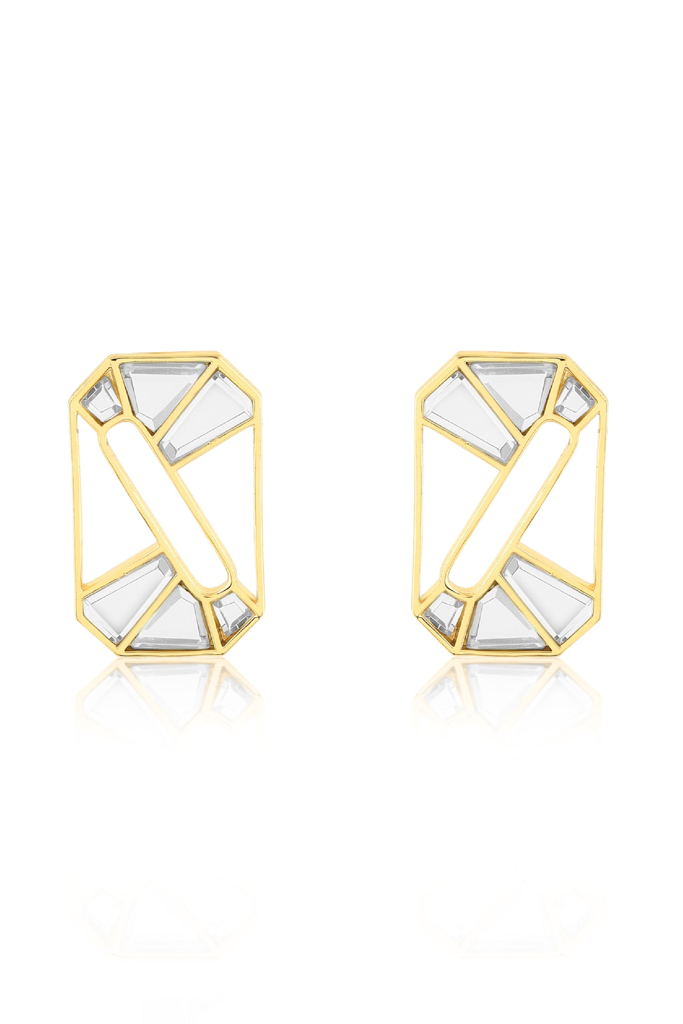 Isharya Lumen Quad Mirror Earrings In 18Kt Gold Plated indian designer wear online shopping melange singapore