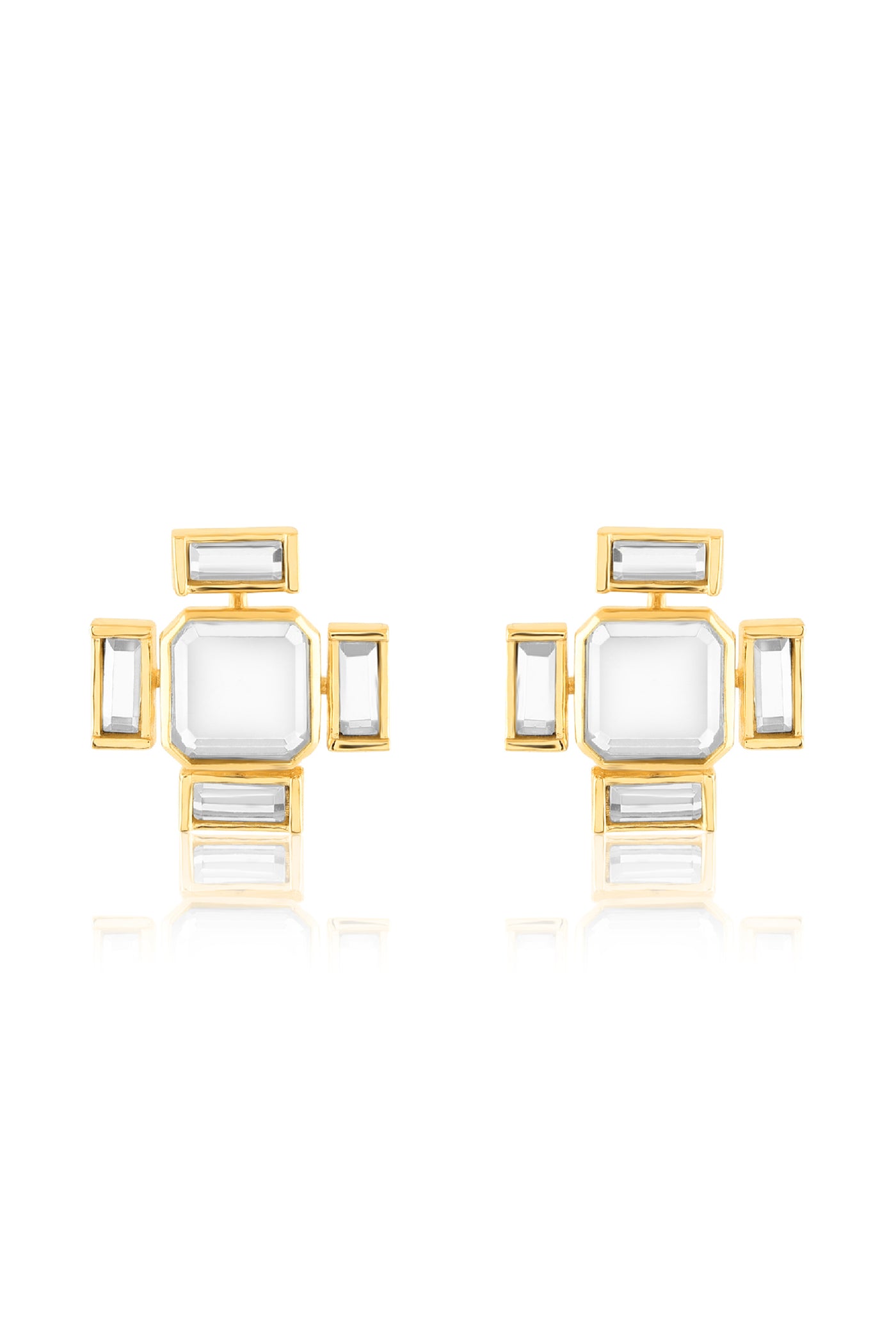 Isharya Lumen Square Earrings In 18Kt Gold Plated indian designer wear online shopping melange singapore