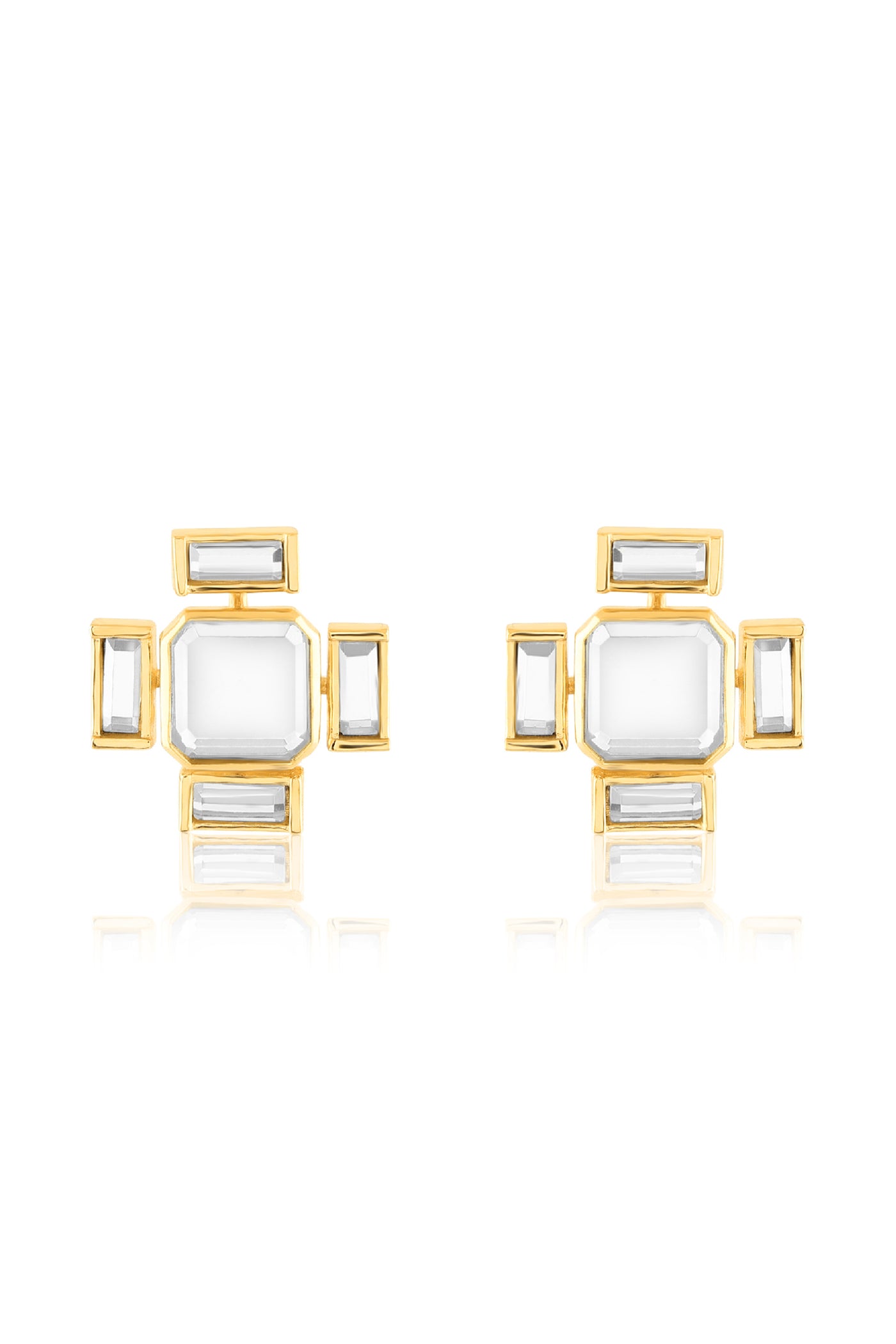 Isharya Lumen Square Earrings In 18Kt Gold Plated indian designer wear online shopping melange singapore