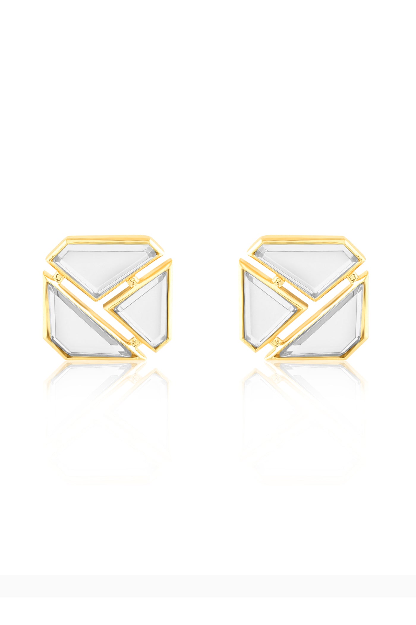 Isharya Lumen Trio Mirror Stud Earrings In 18Kt Gold Plated indian designer wear online shopping melange singapore