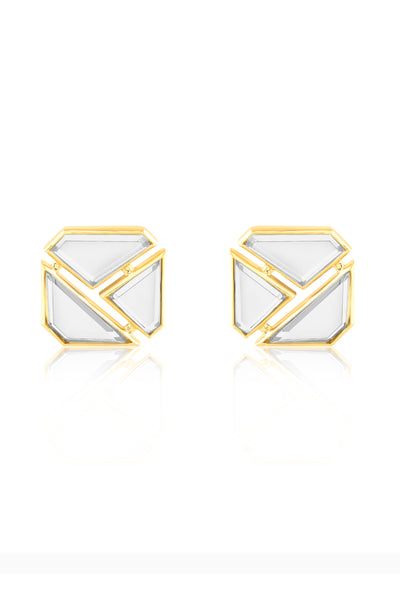 Isharya Lumen Trio Mirror Stud Earrings In 18Kt Gold Plated indian designer wear online shopping melange singapore