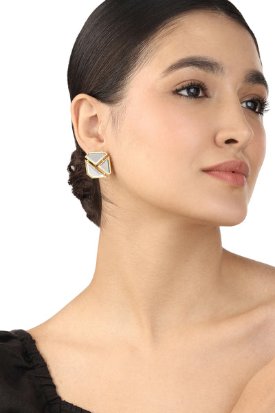 Isharya Lumen Trio Mirror Stud Earrings In 18Kt Gold Plated indian designer wear online shopping melange singapore